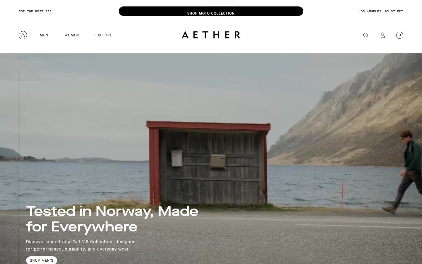 AETHER Apparel: screenshot of the live site