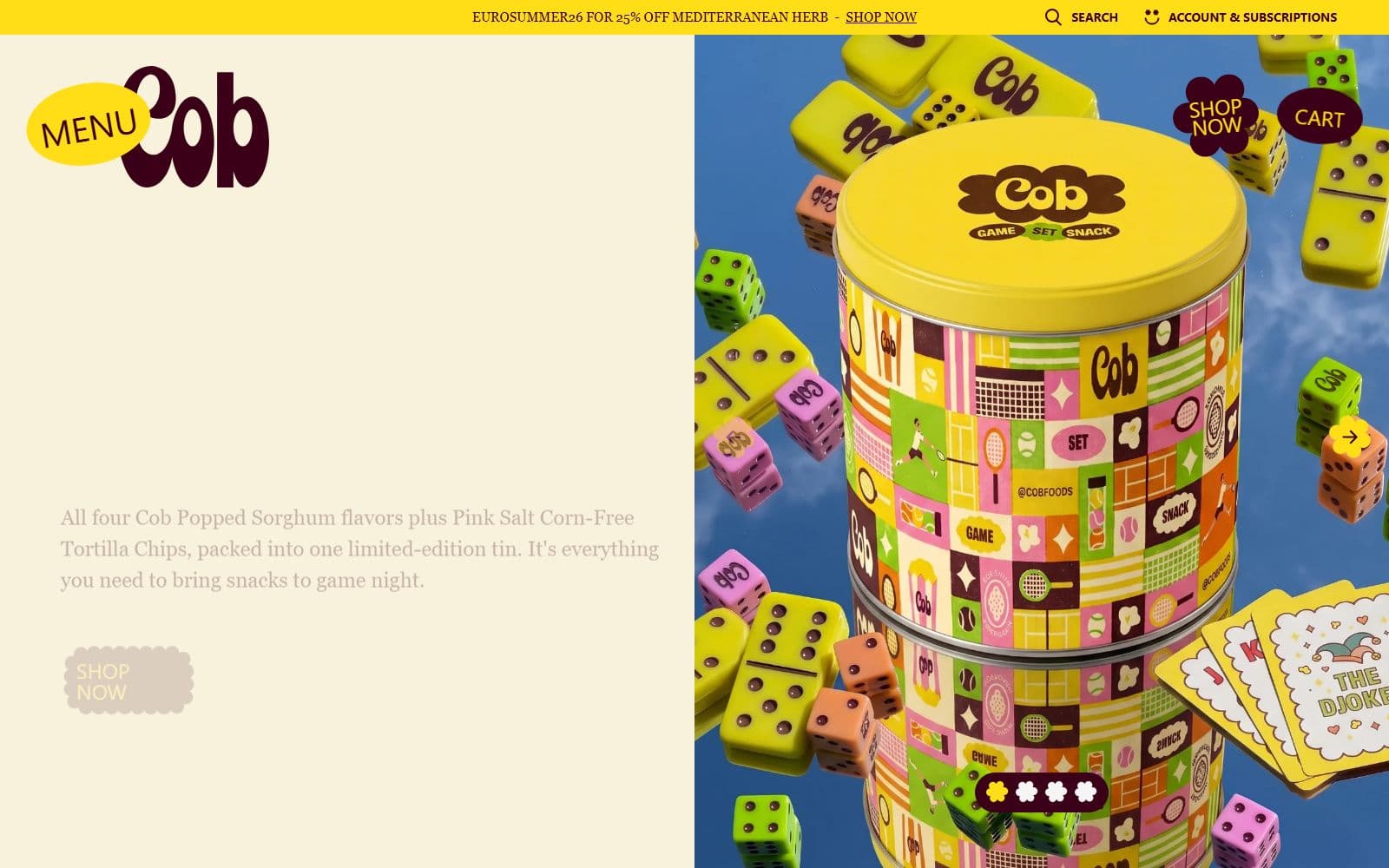 Cob Foods: screenshot of the live site
