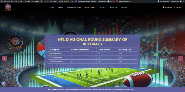 The Valued Stats: screenshot of the live site
