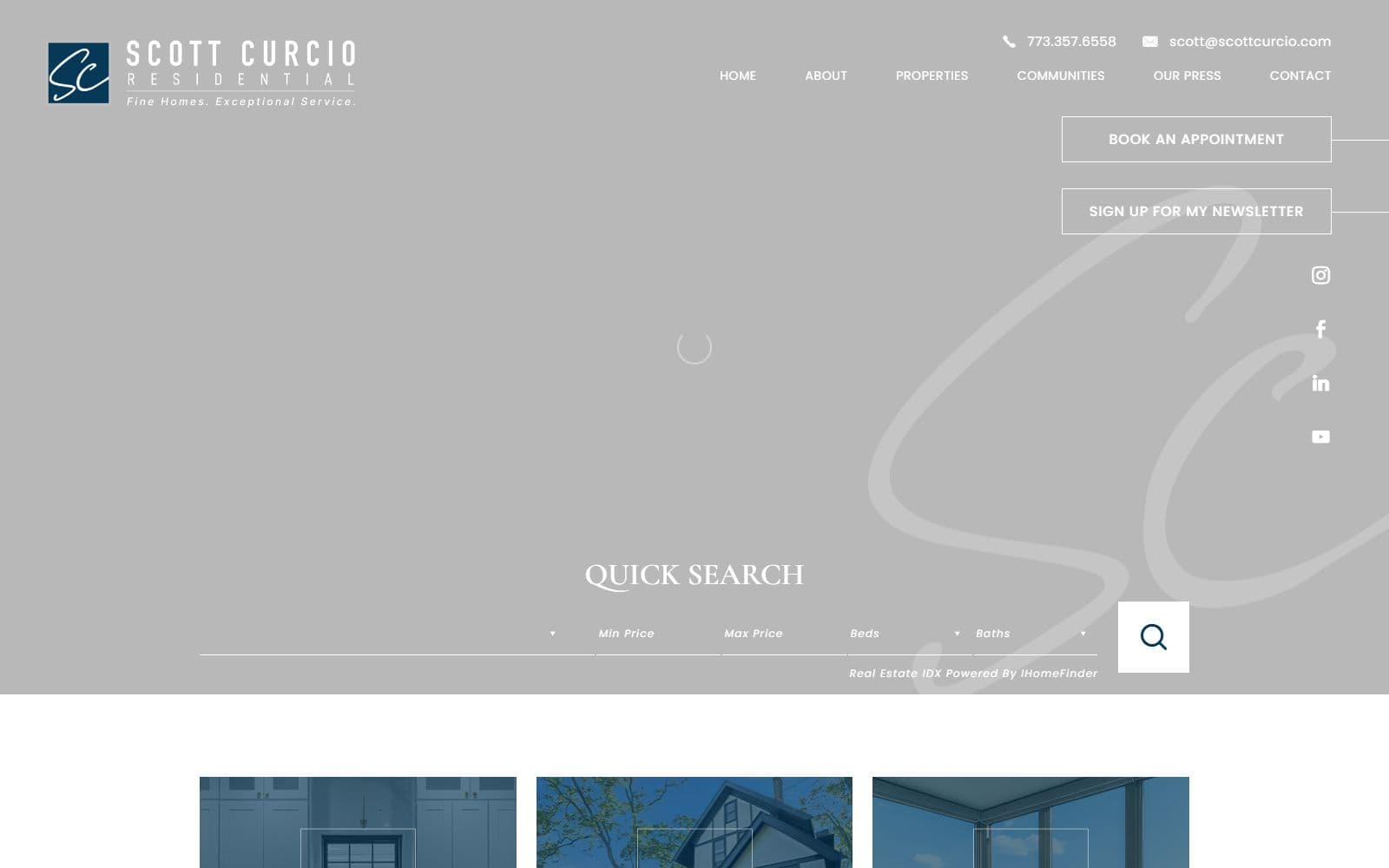 Scott Curcio Residential: screenshot of the live site