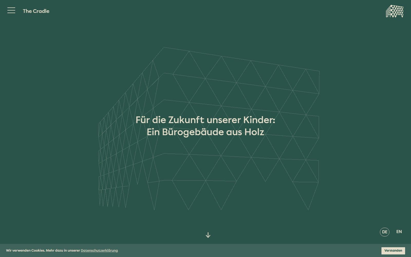 The Cradle: screenshot of the live site